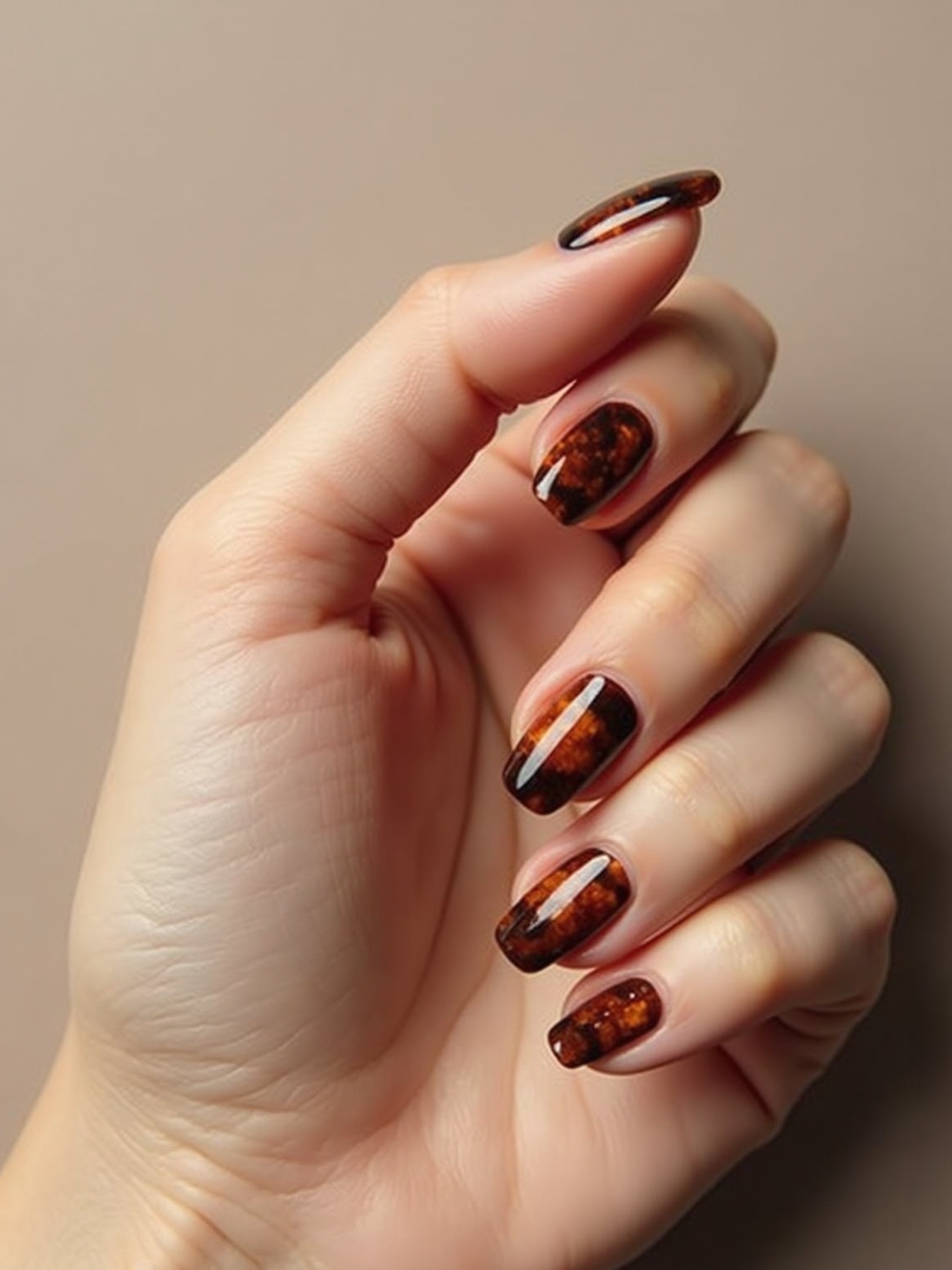 amber hued modern tortoiseshell nails