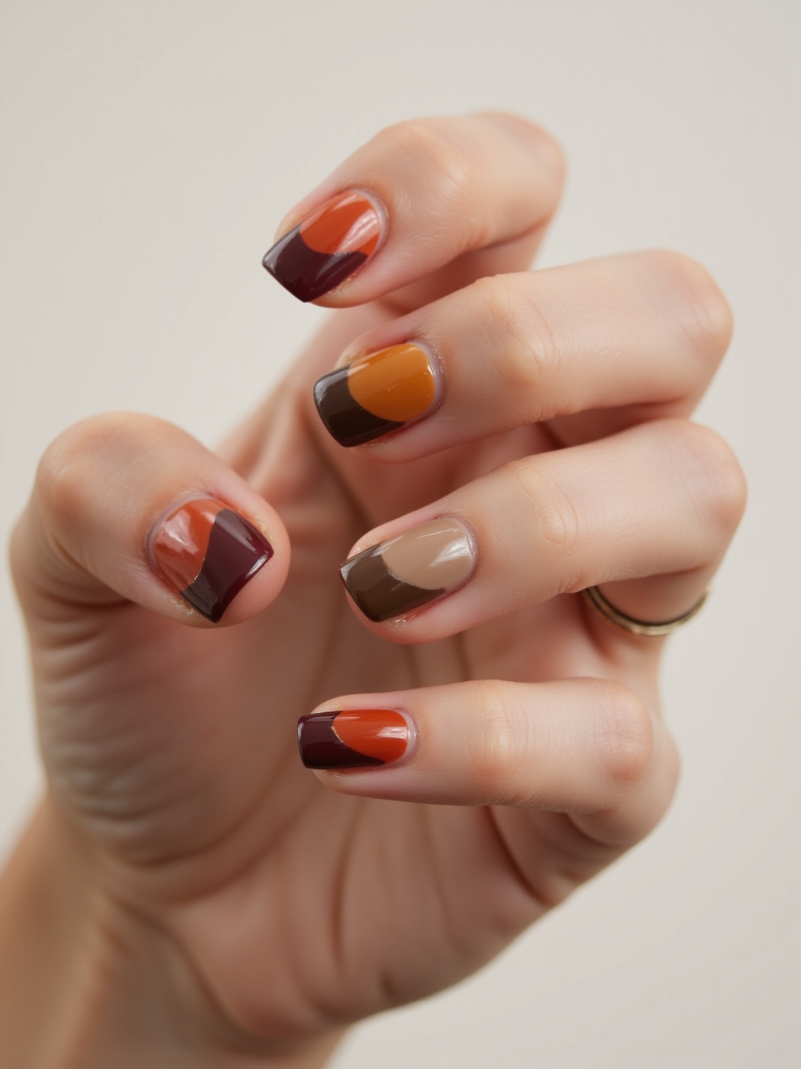 autumn toned micro french tips