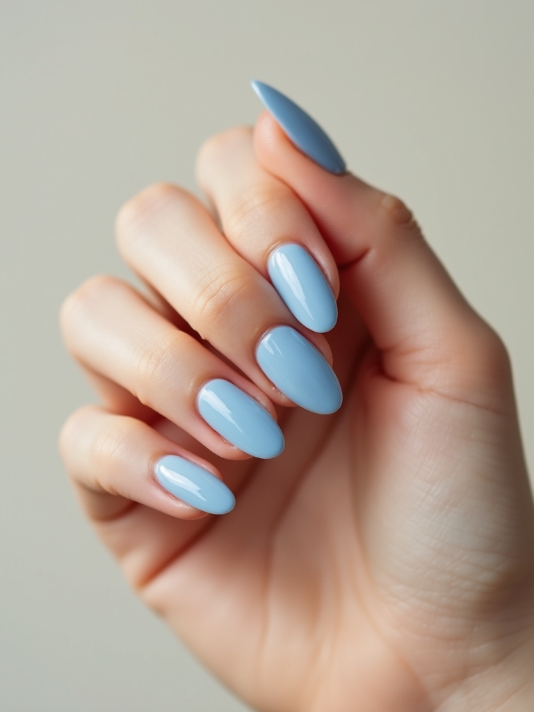 baby blue chrome nails