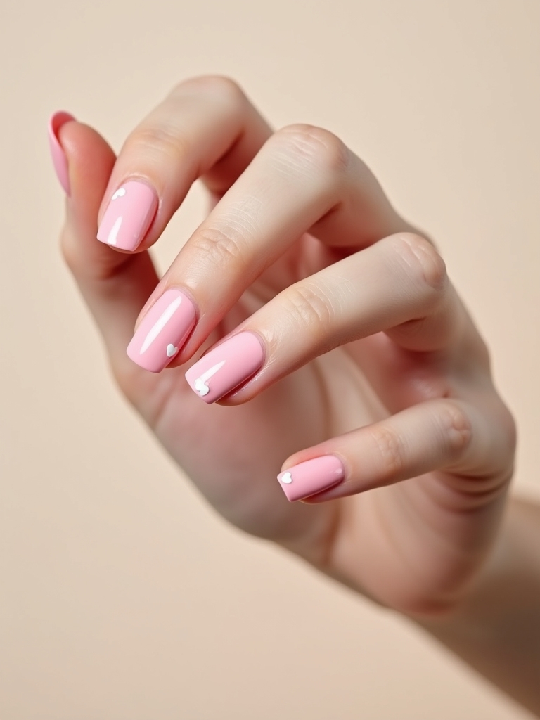 baby pink micro heart manicure