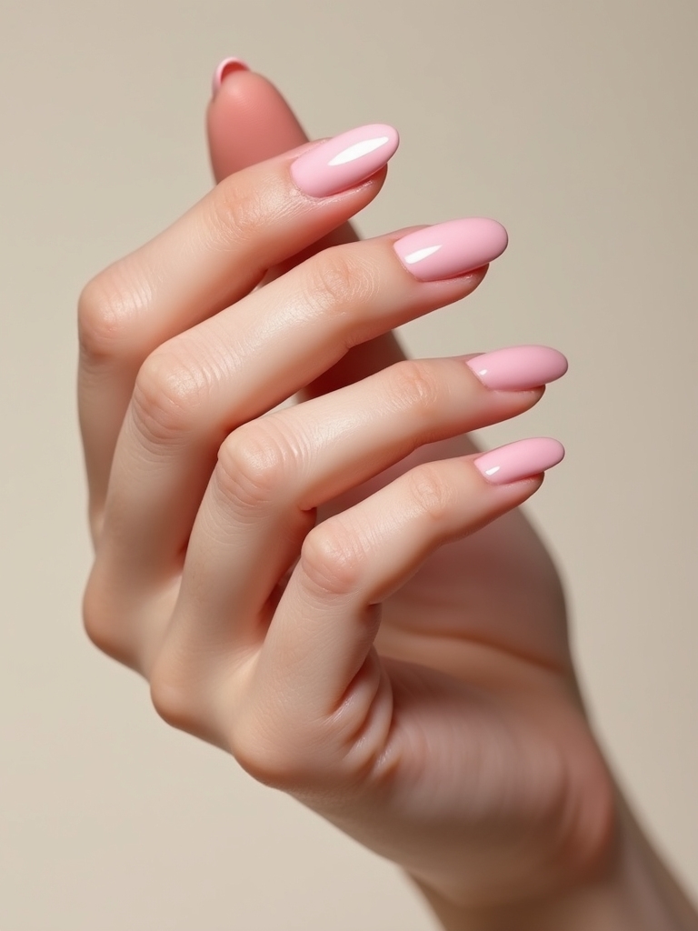 baby pink mirrored chrome manicure