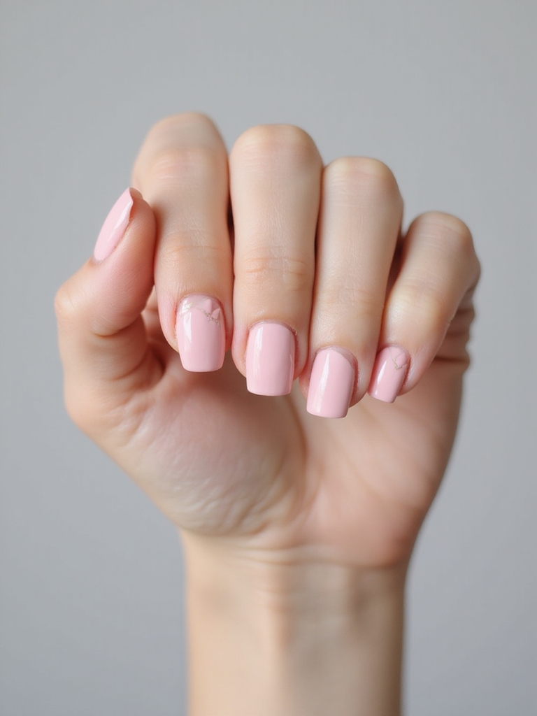 baby pink negative space nails
