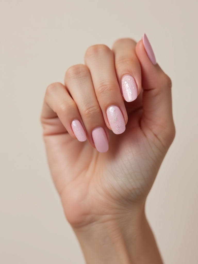 baby pink pearly accents