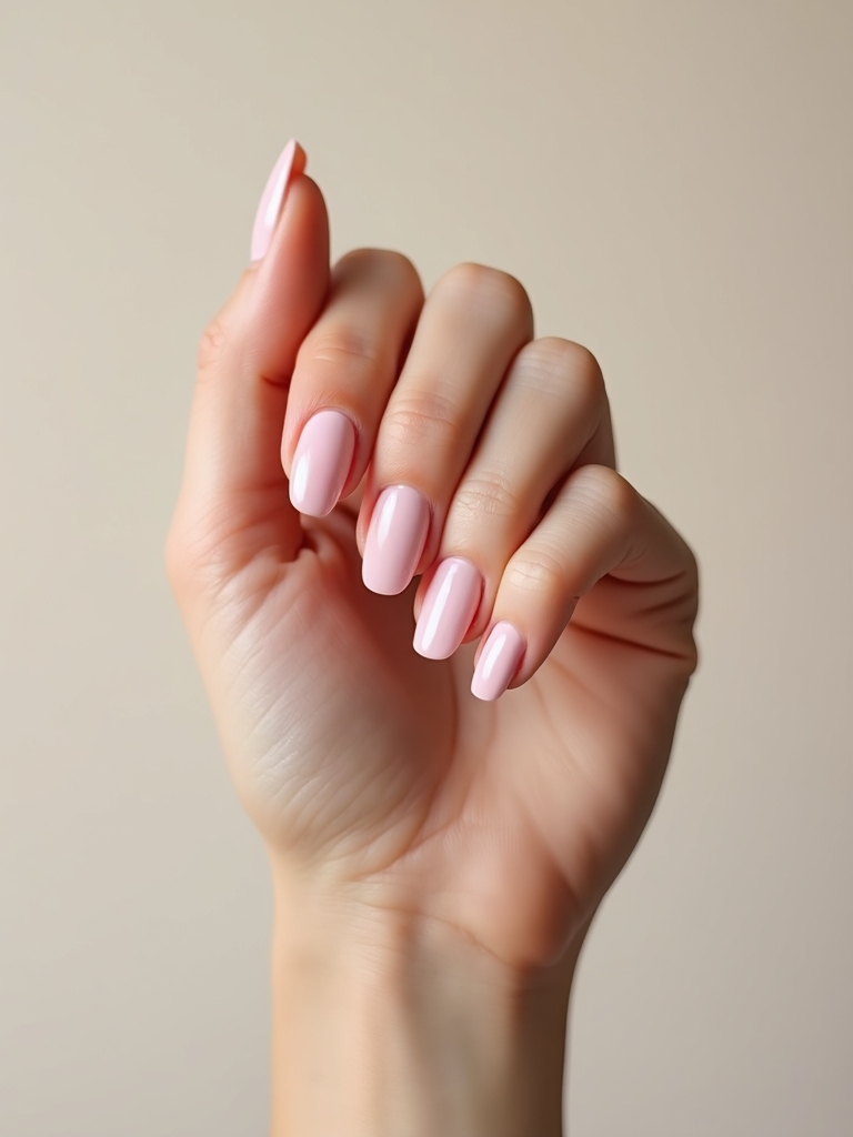 baby pink short squoval manicure