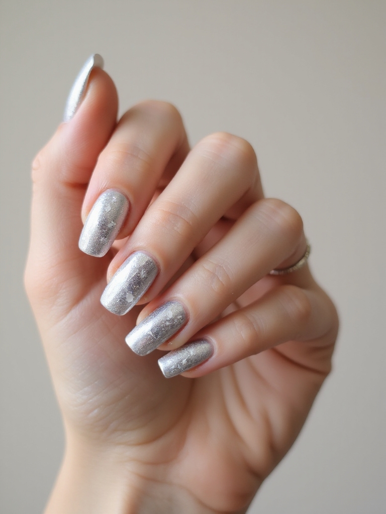 celestial silver constellation manicure