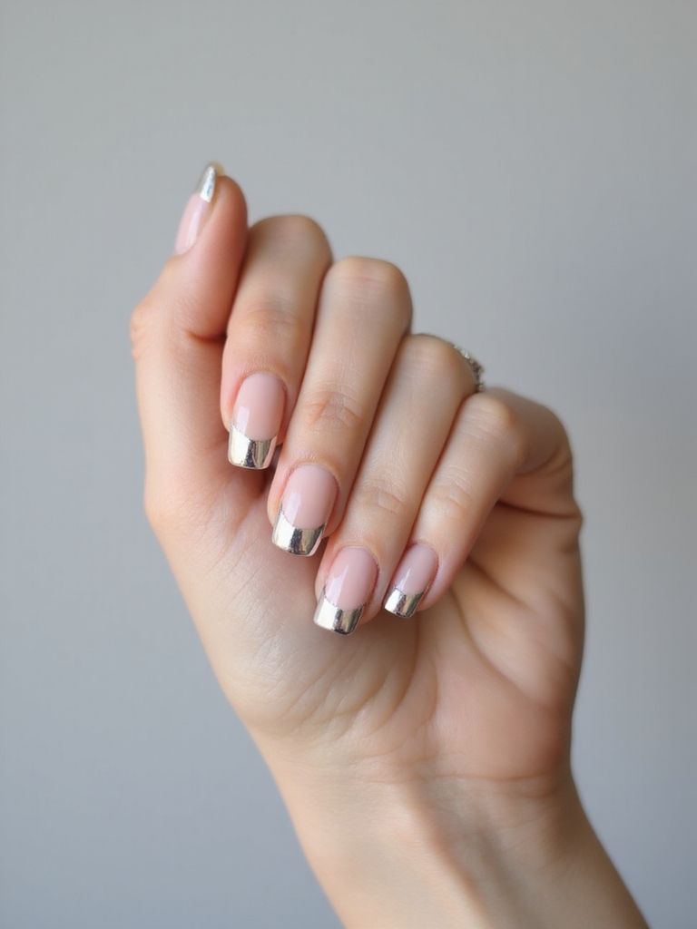chrome capped square acrylics glam