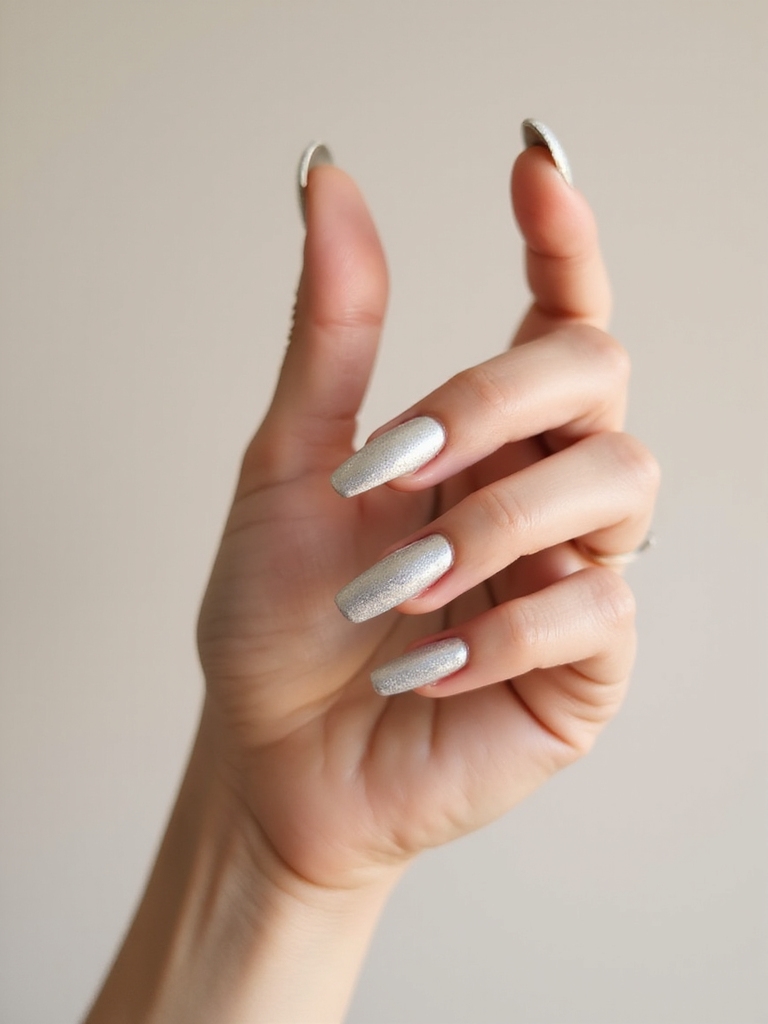 chrome crescent negative space nails