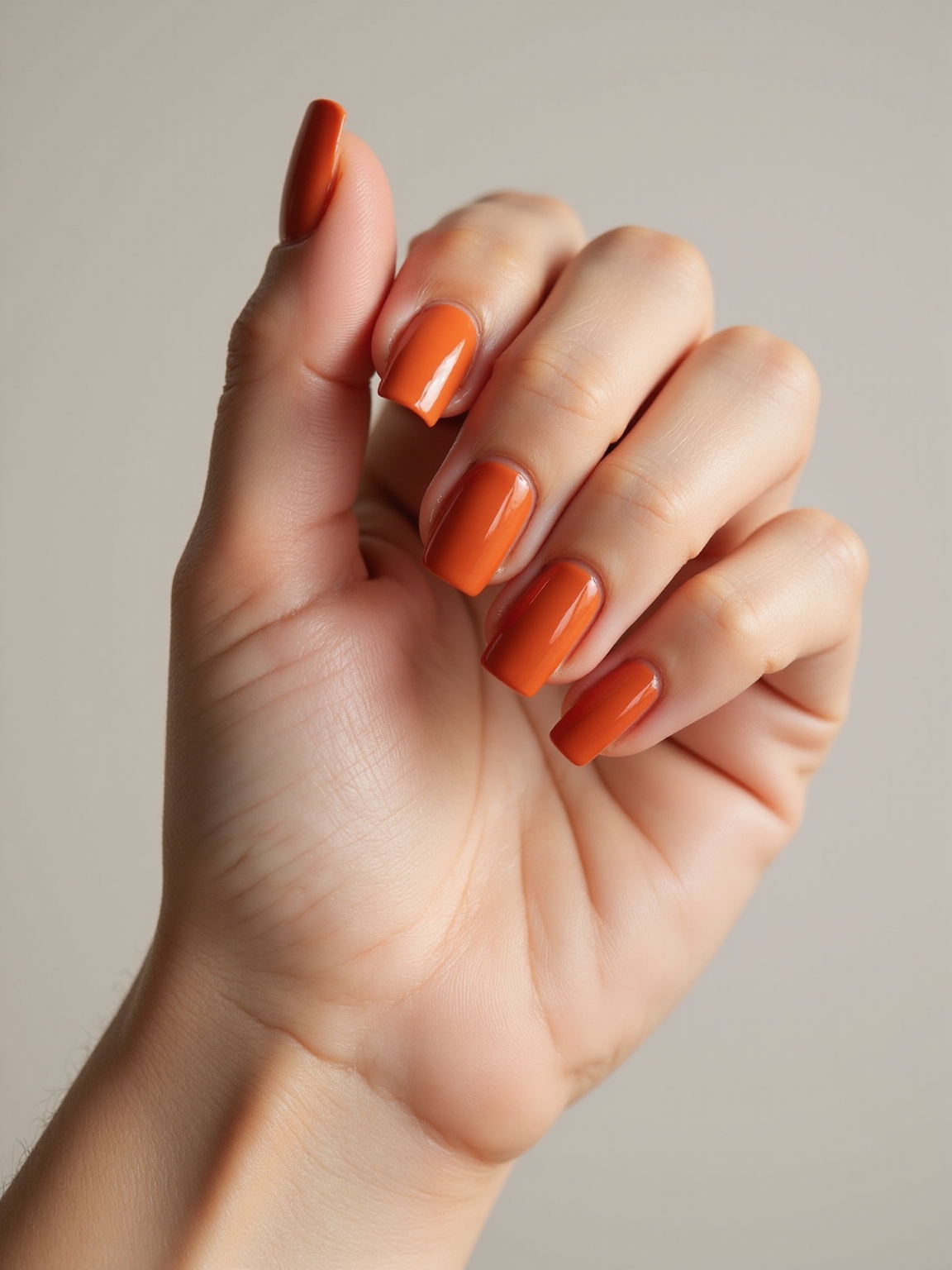 cozy burnt orange glossy nails