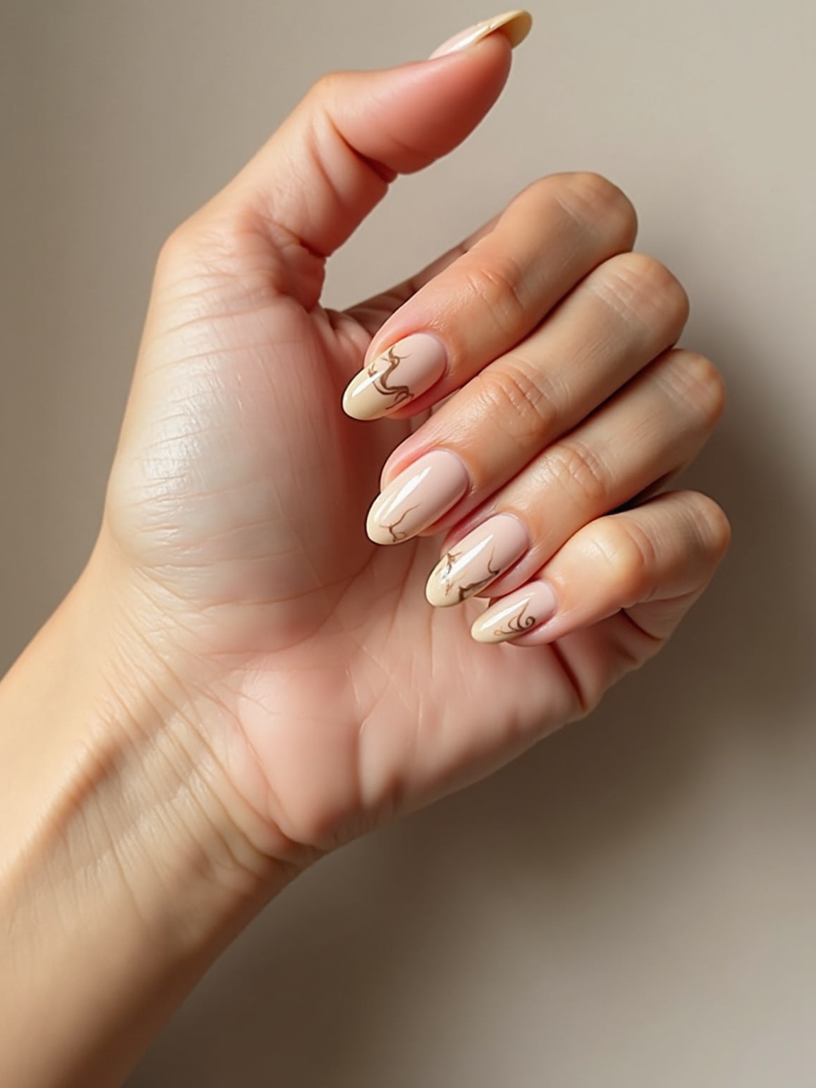 creamy latte marble manicure