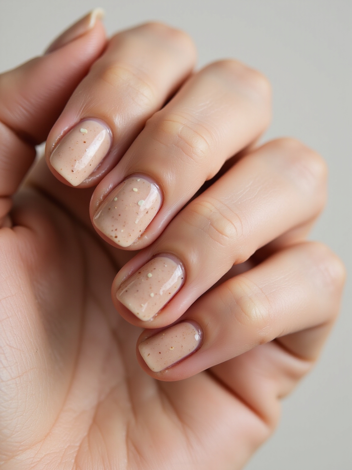 creamy pumpkin speckled nails