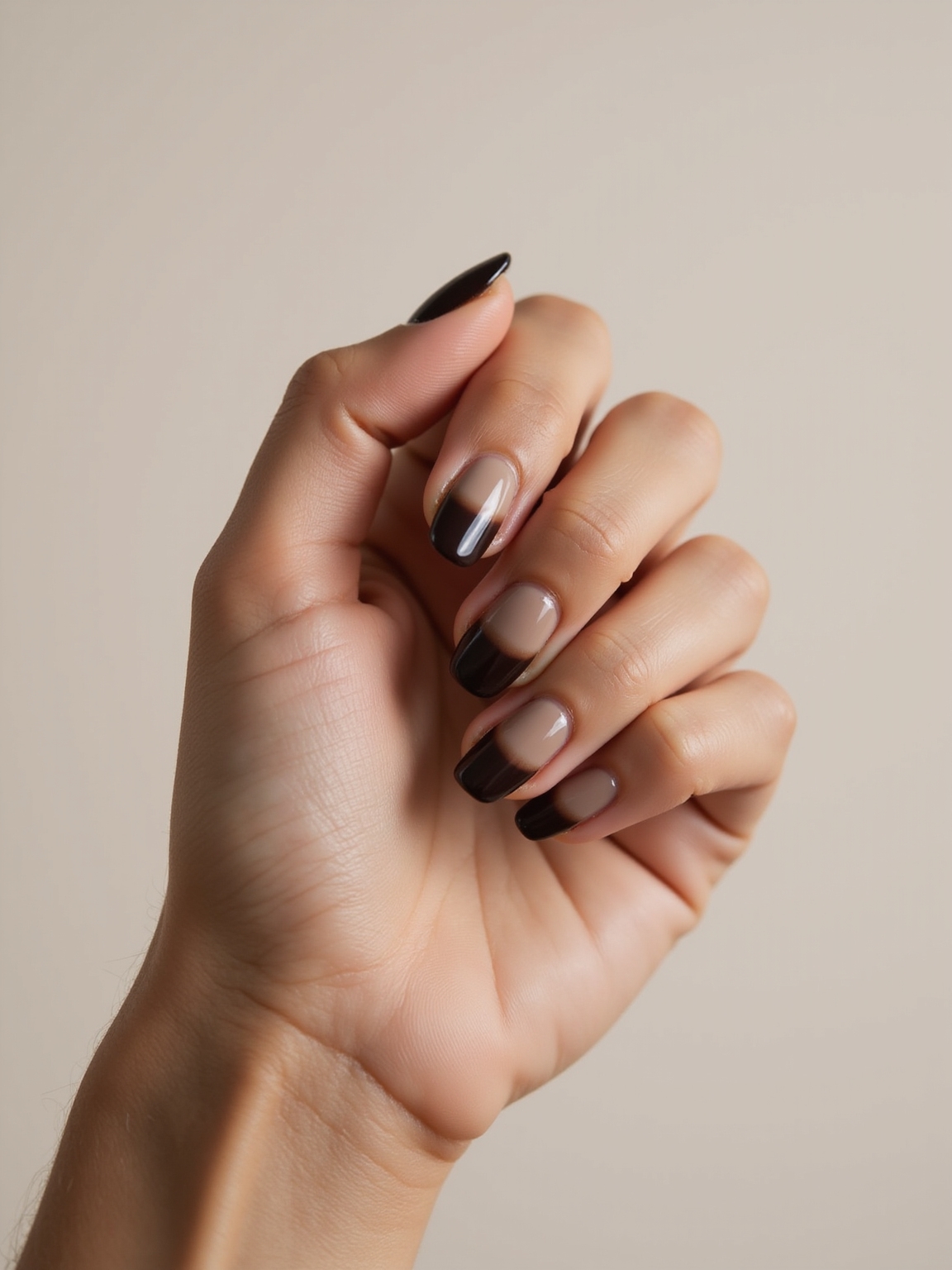 creamy to inky gradient nails