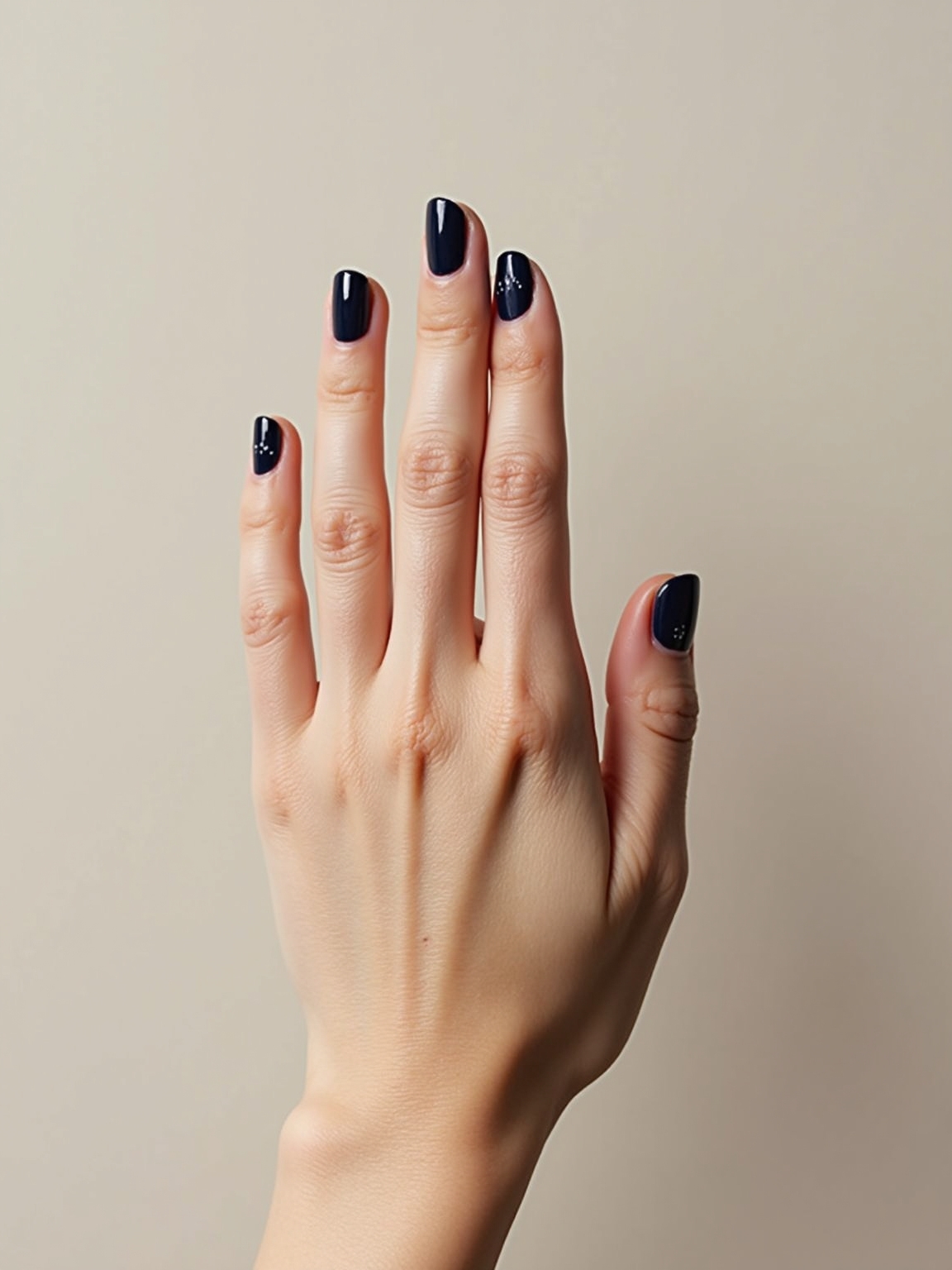 deep navy single dot manicure