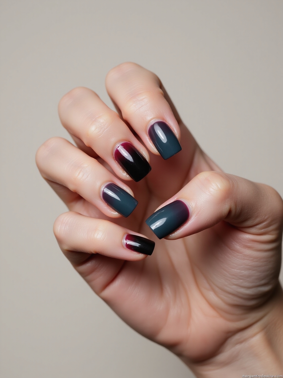 dusk inspired moody gradient manicure
