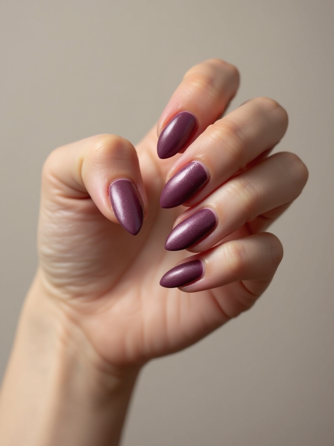 dusty plum glossy almond
