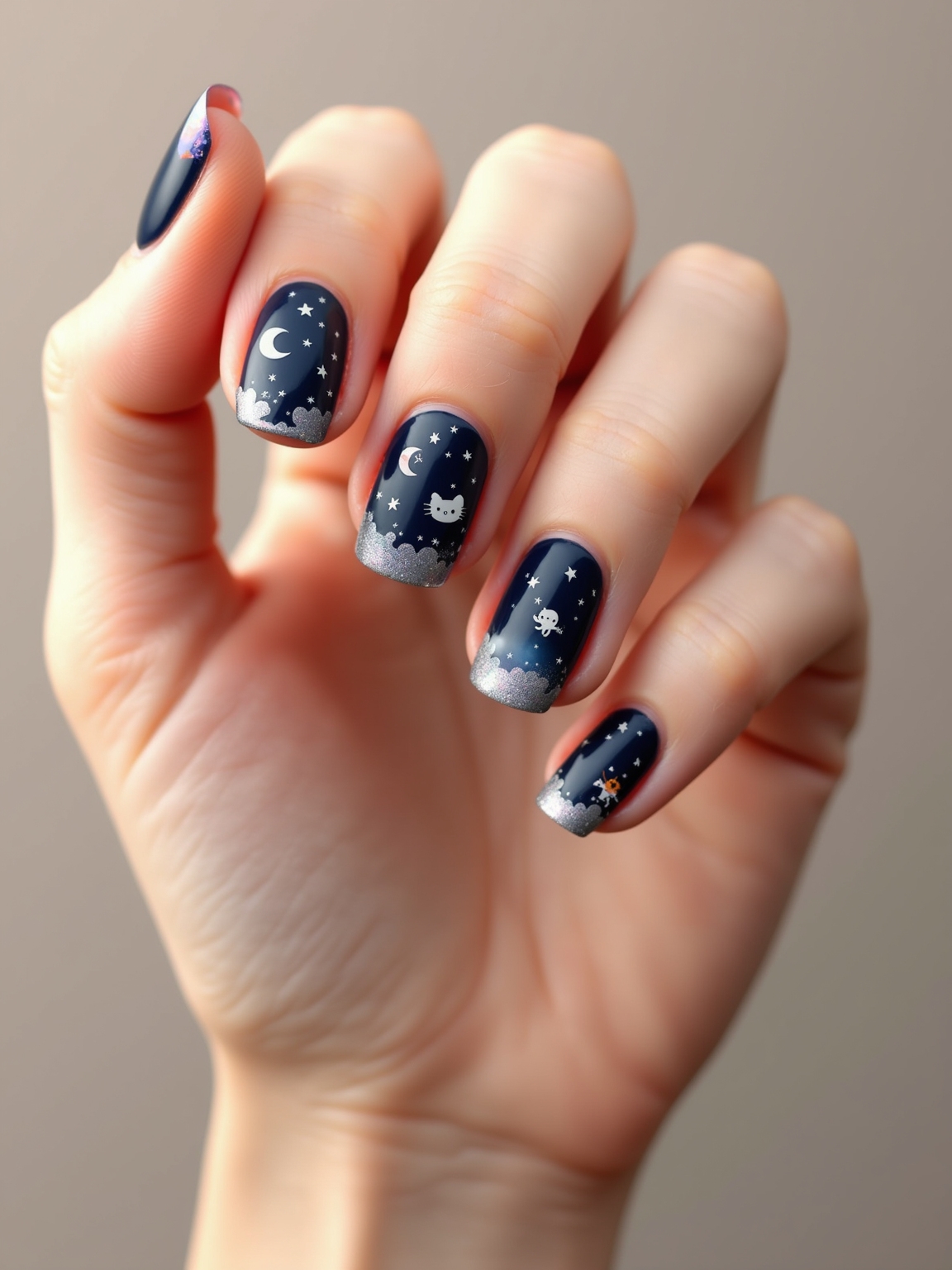 galaxy gradient with crescent kitties