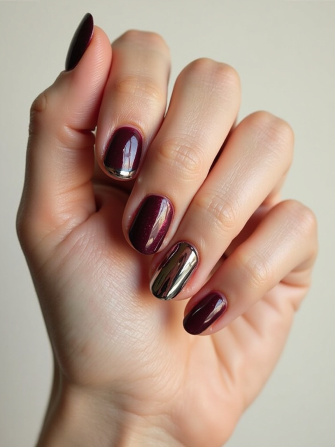 glossy chrome accents elevate nails