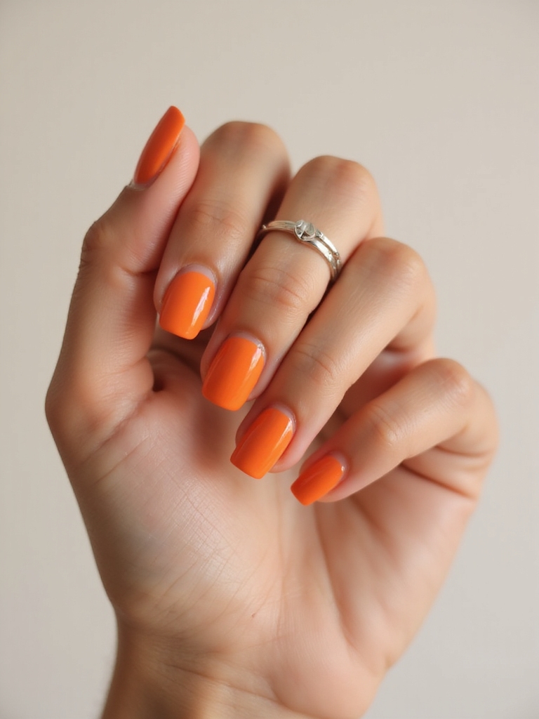 glossy citrus gradient nails