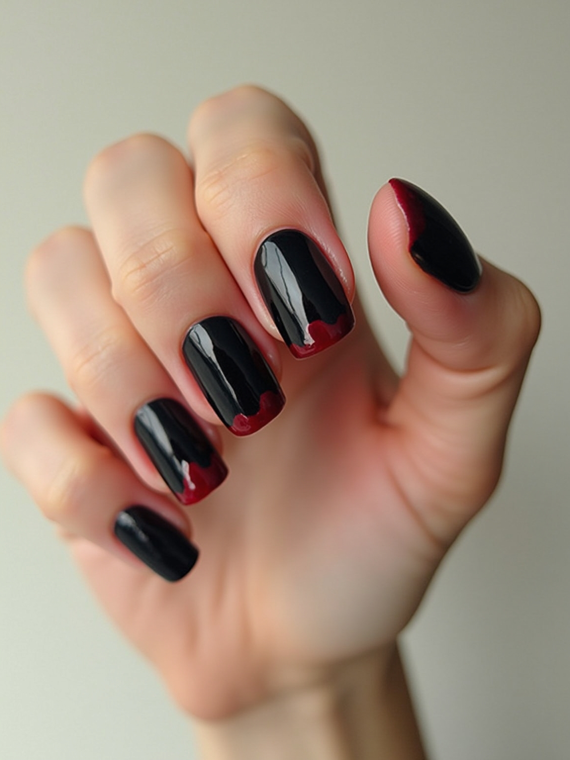 glossy crimson drips onyx