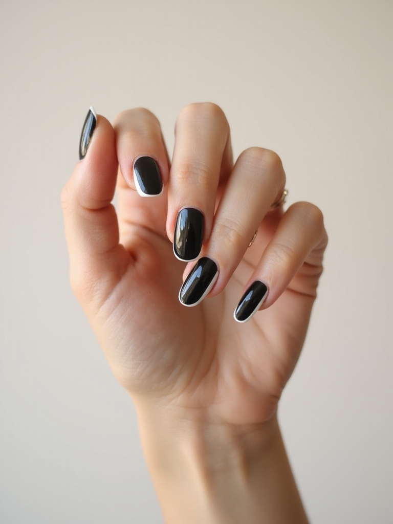 high contrast black french tips