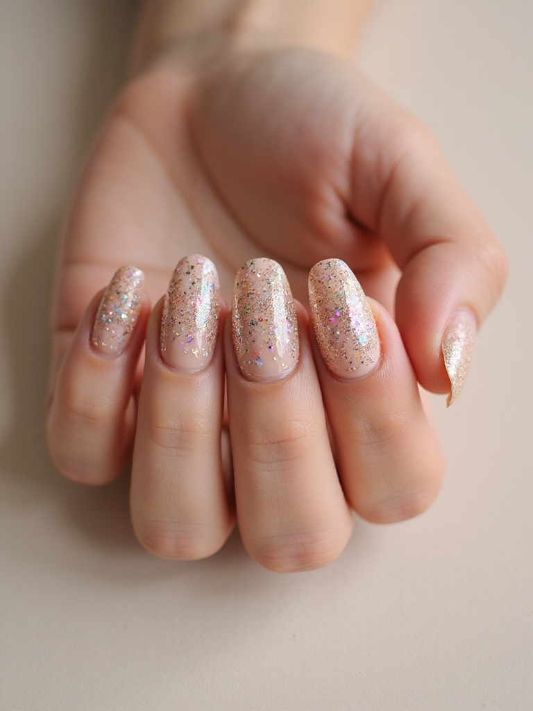 holographic confetti french tips