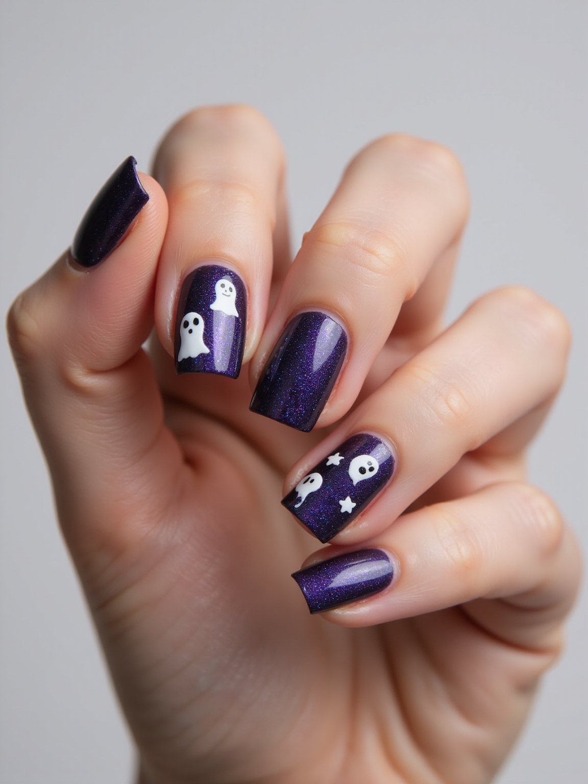 holographic purple ghost nailstickers