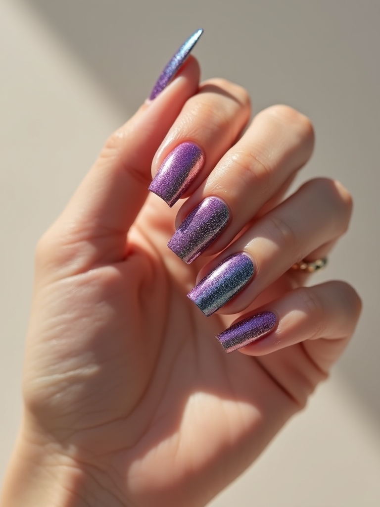iridescent magnetic cat eye nails