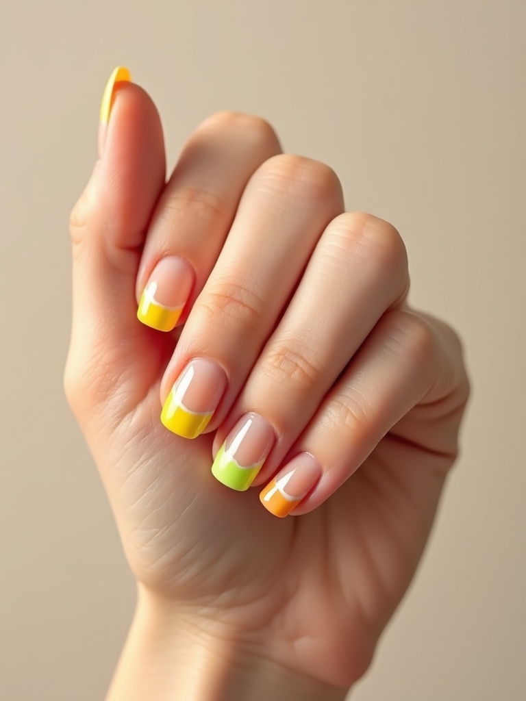 lemon lime glossy french tips
