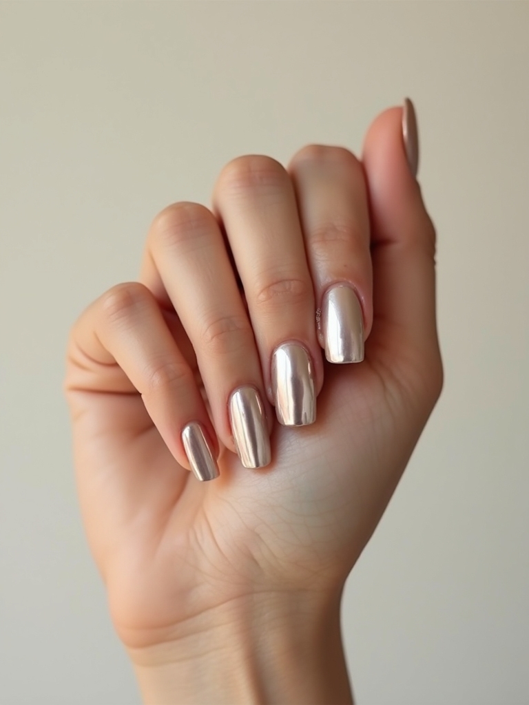 liquid metal chrome manicure
