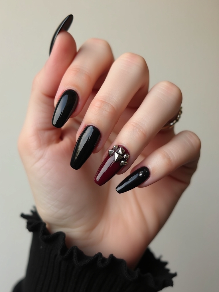 matte black spiked nails