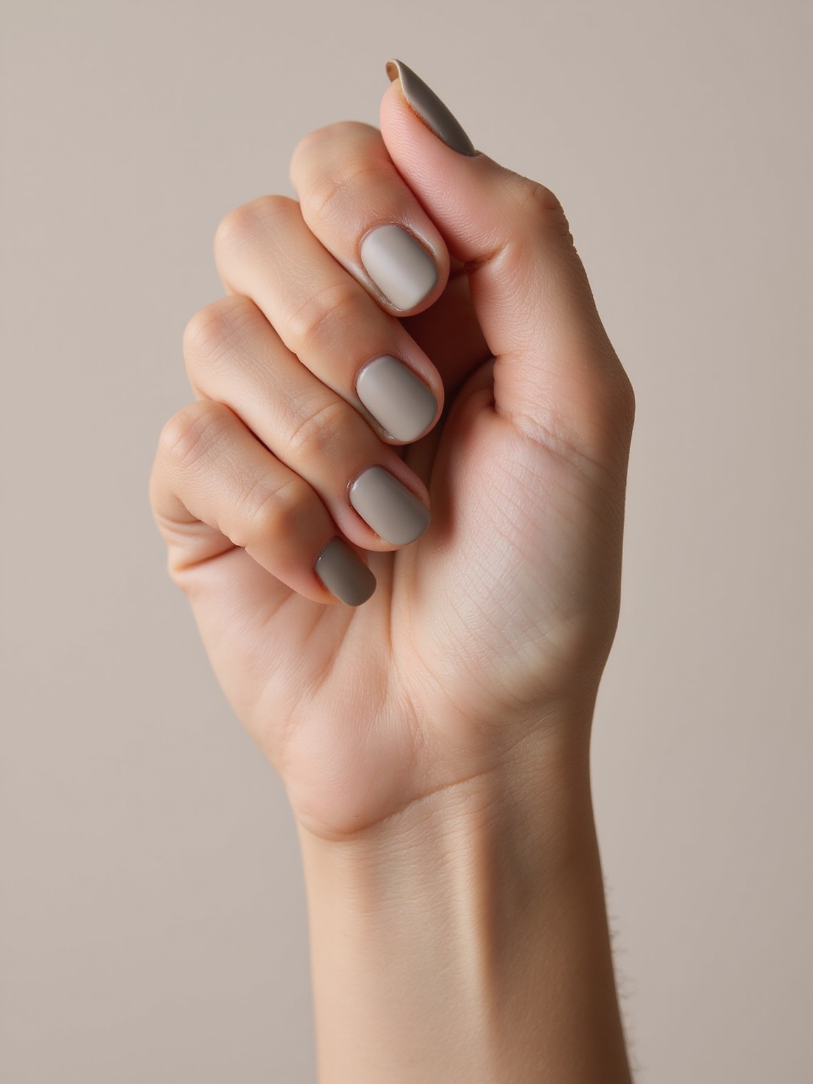 matte neutral nails rounded