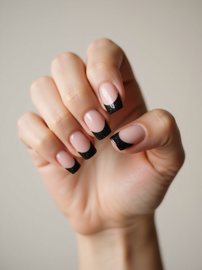 micro glittered slim black tips