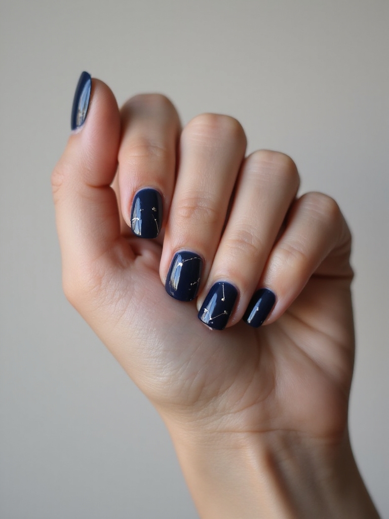 micro lined celestial zodiac manicure