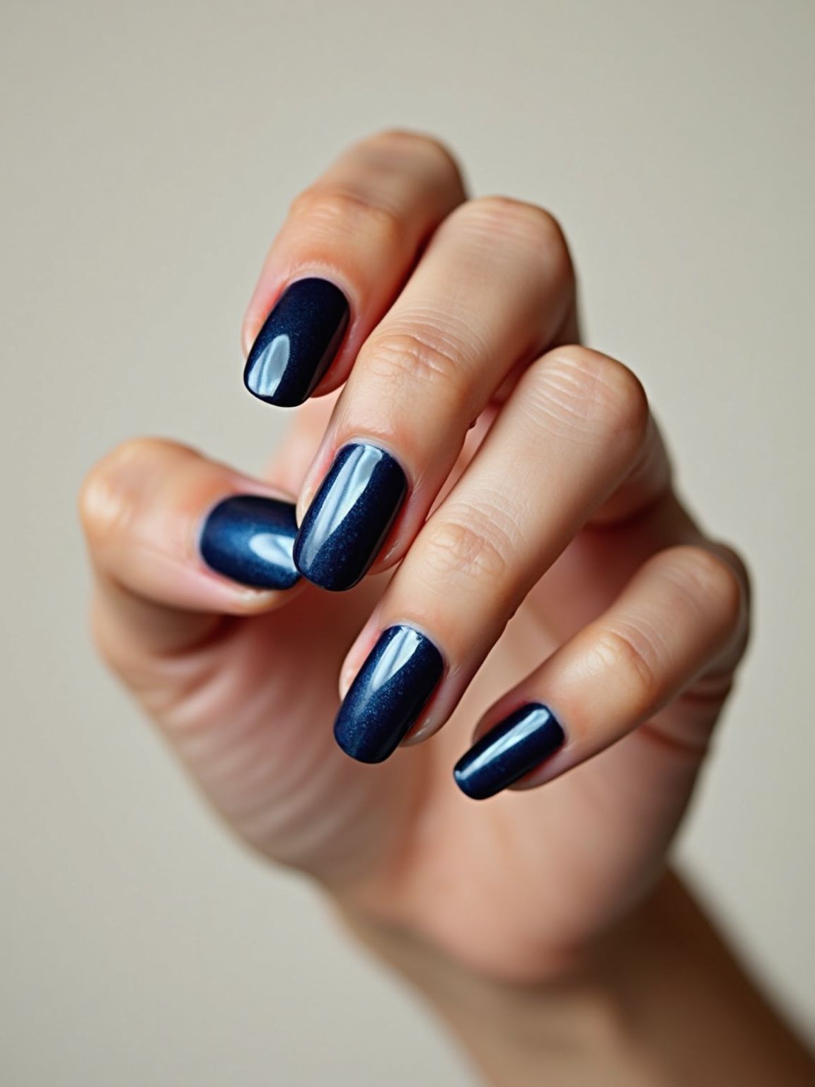 midnight sapphire chrome manicure