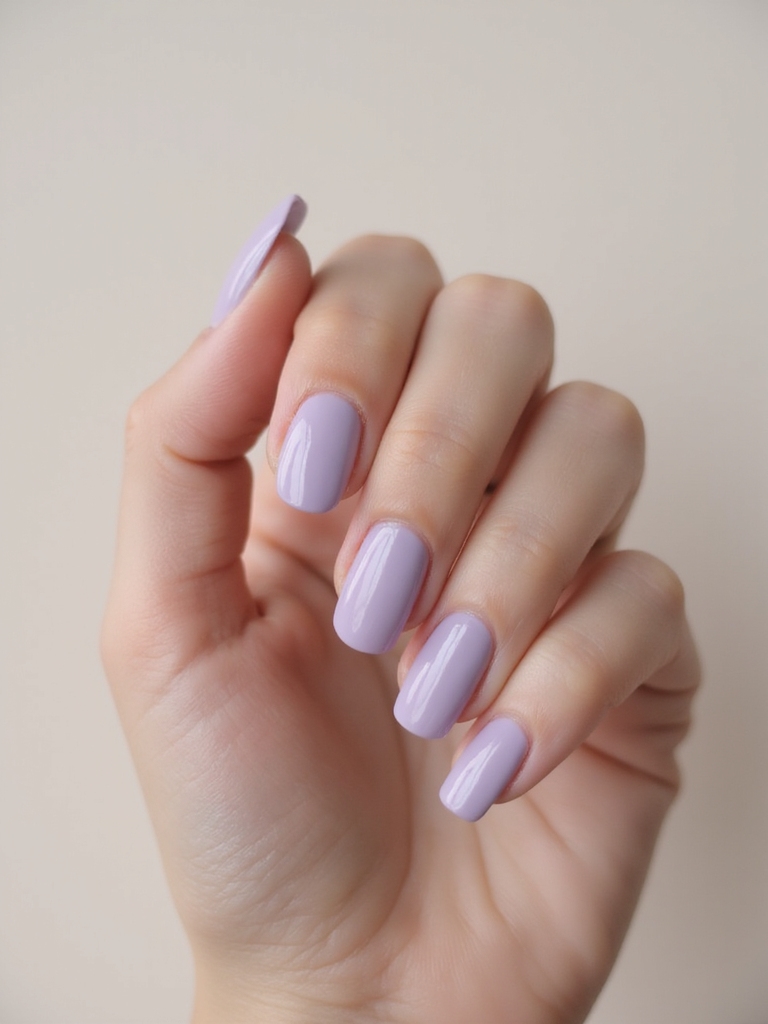 milky lilac glazed nails