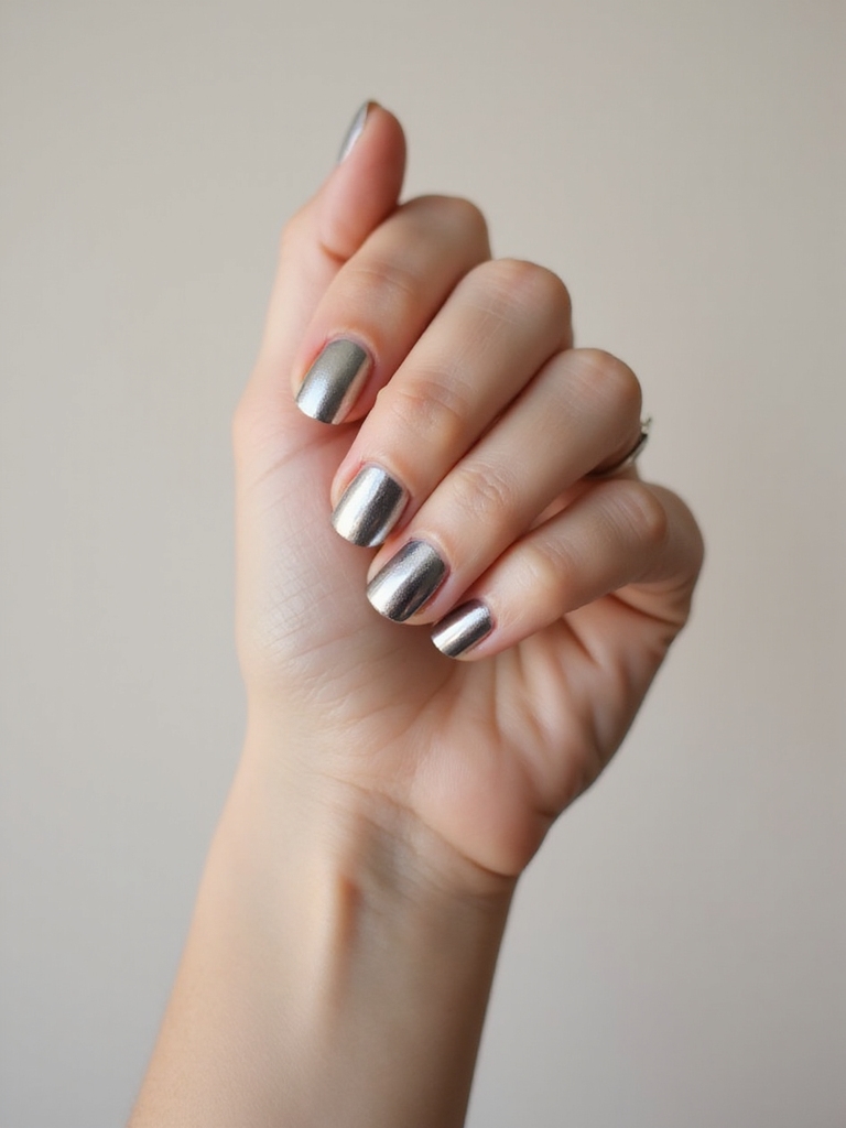 mirror chrome silver nails