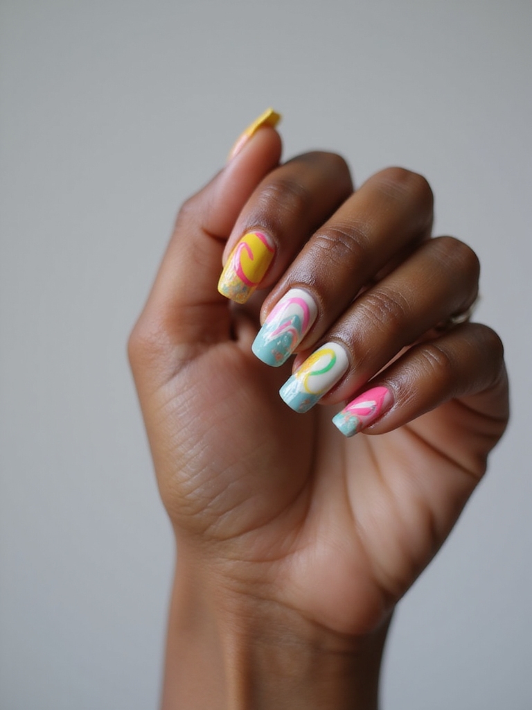 monochrome squiggles neon accents