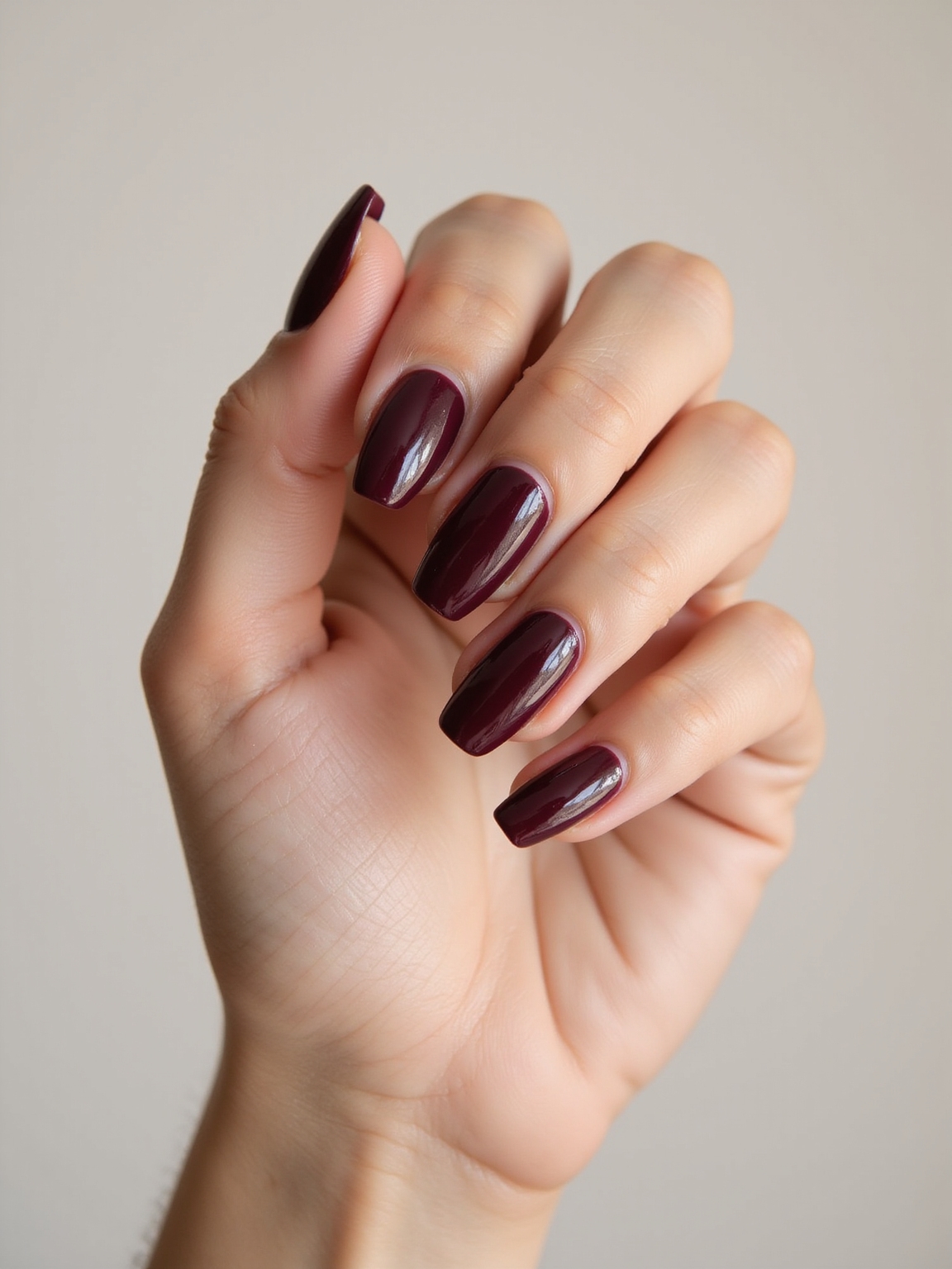 moody oxblood glossy nails