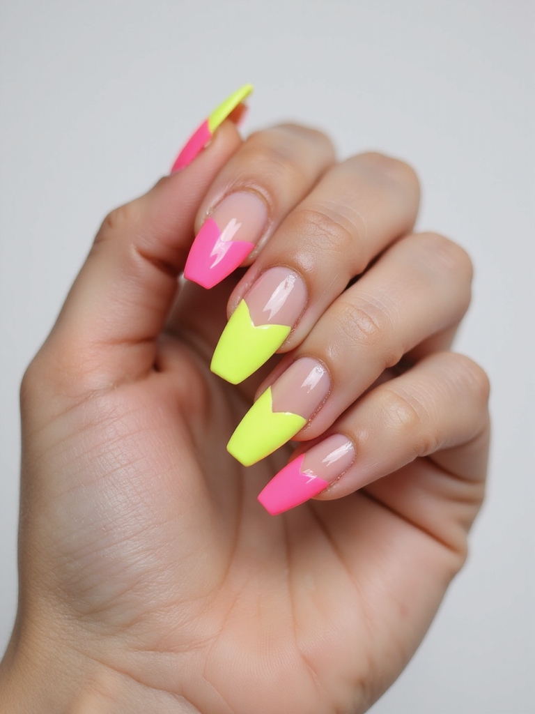 neon accents for coffin nails