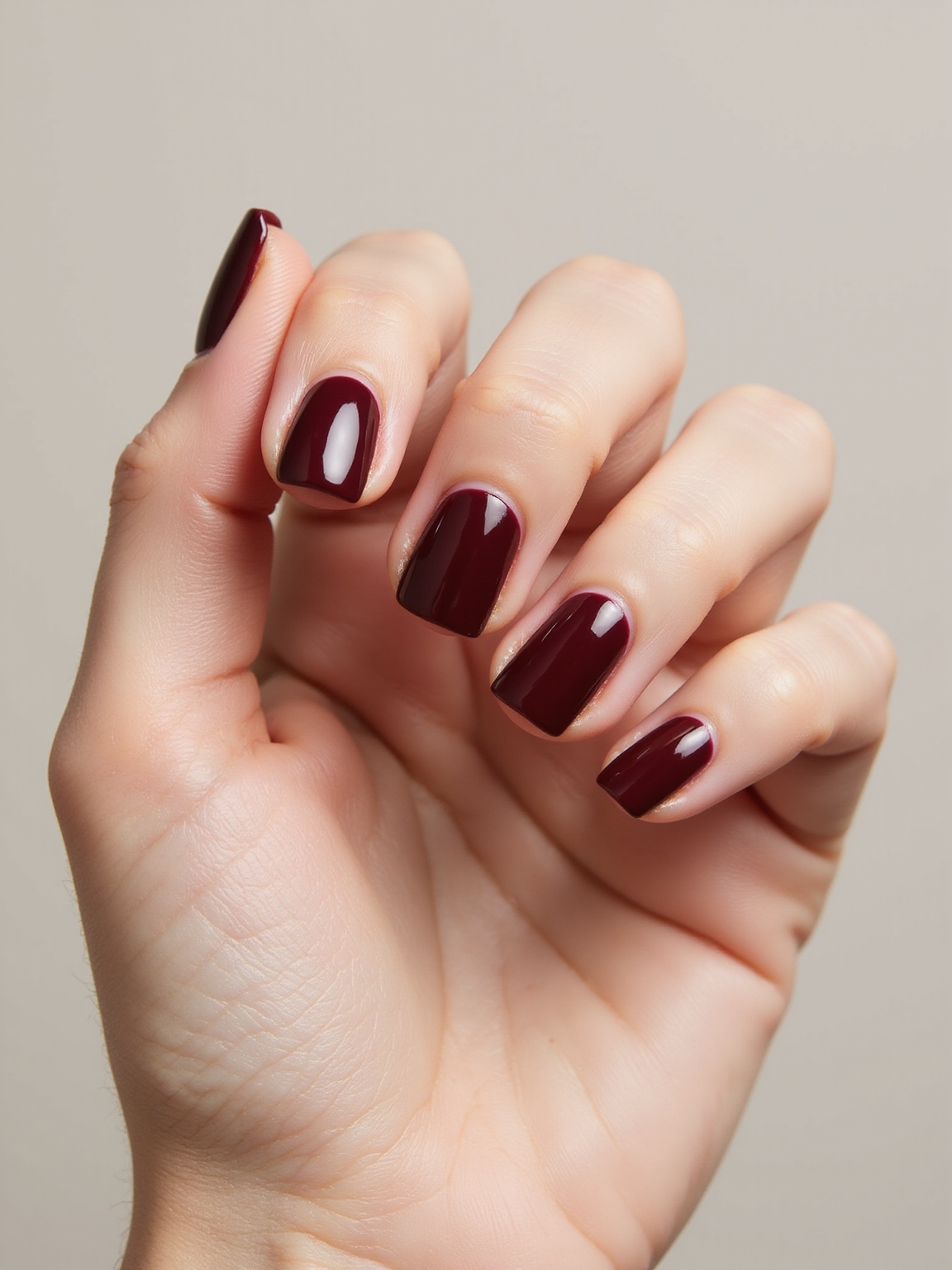 oxblood gloss on squared tips