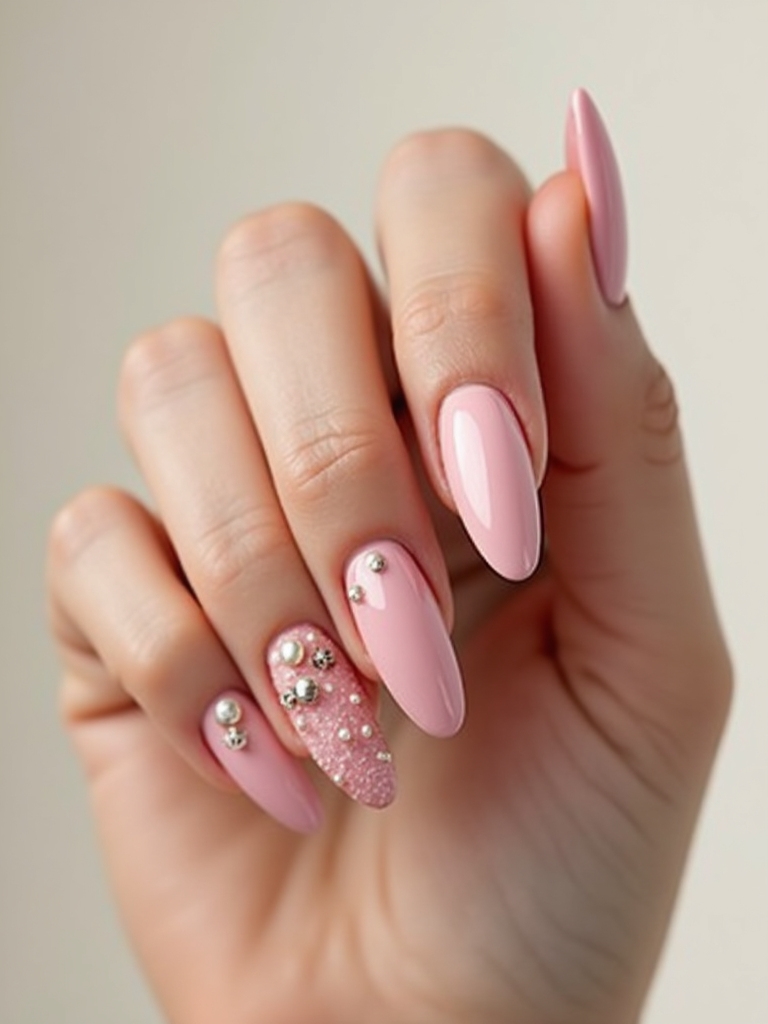 pink chrome pearls studded