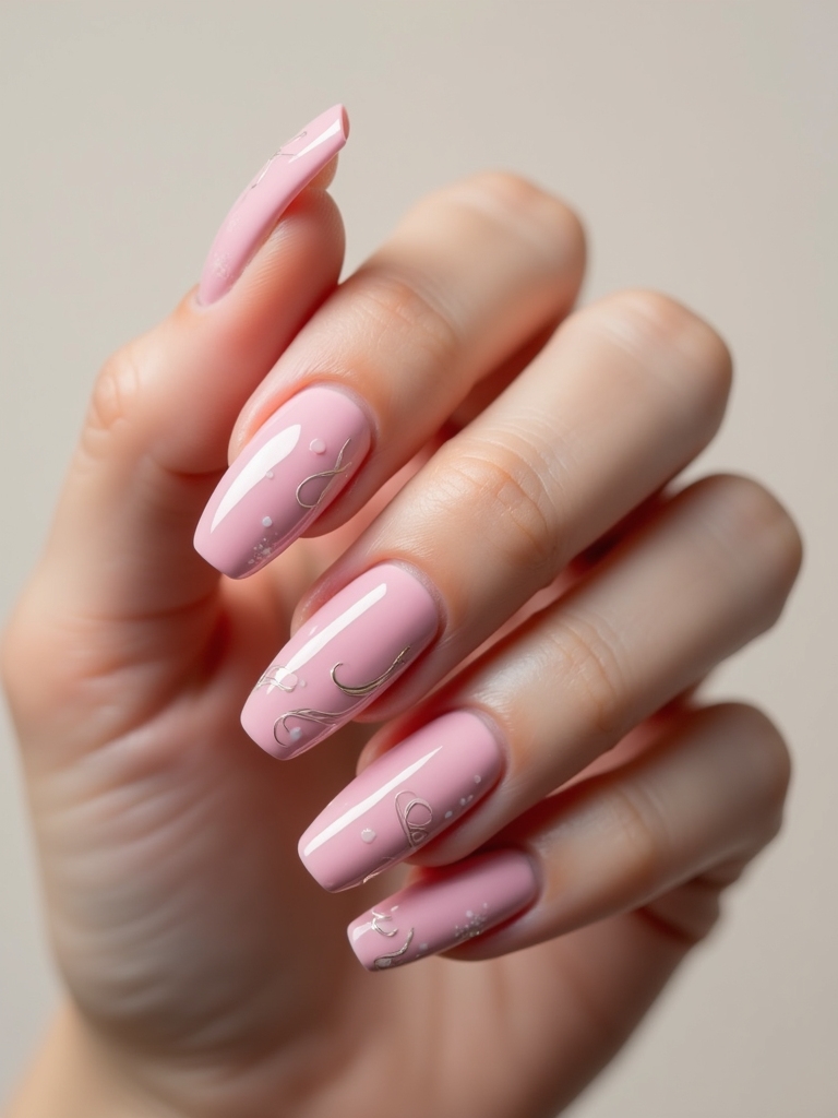 pink chrome ribbon like swirls