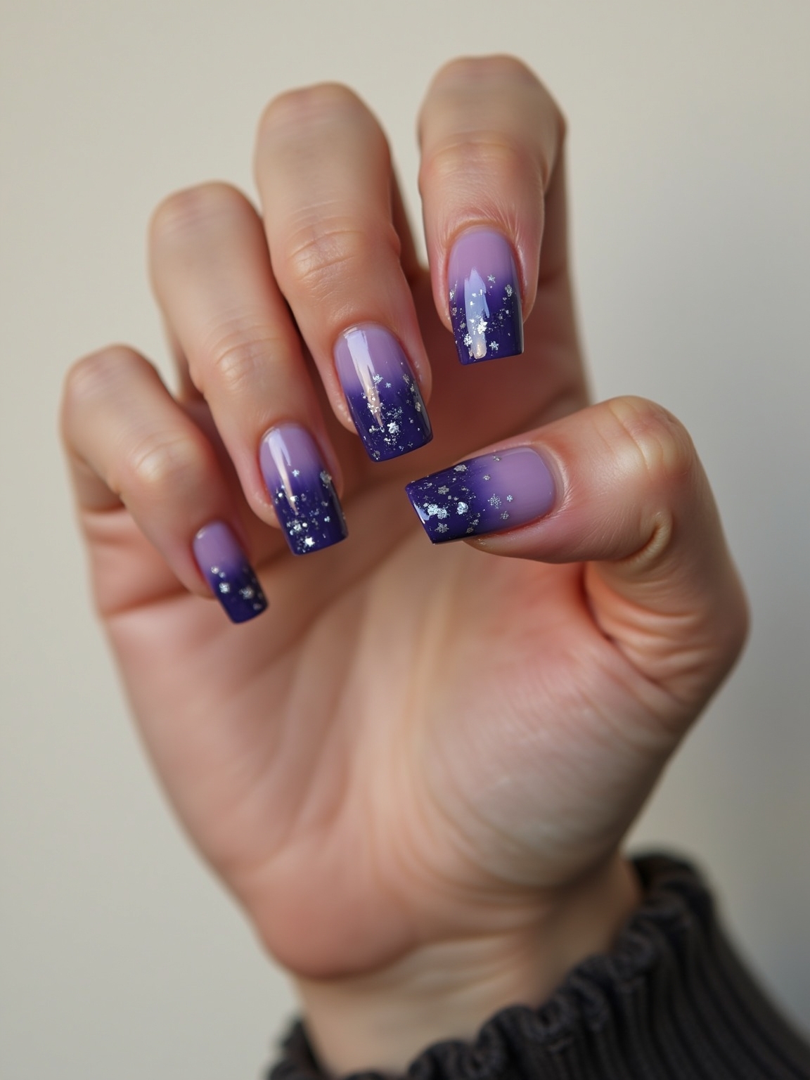plum stars crescent french tips