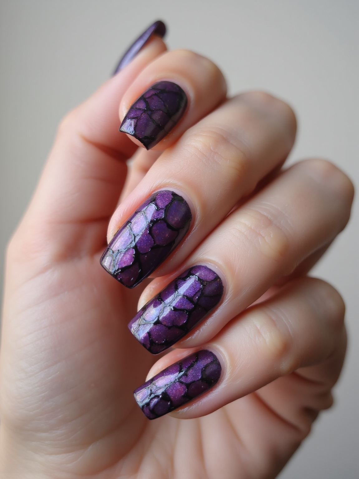 purple stained glass cathedral nails