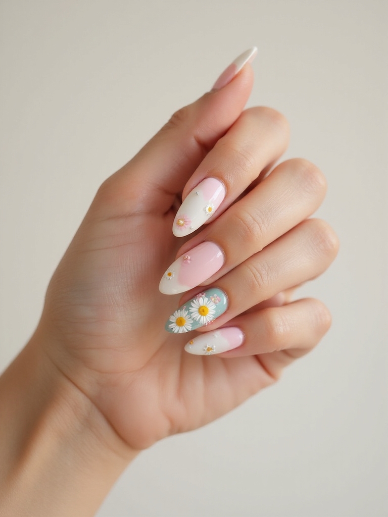 scattered tiny daisy nails