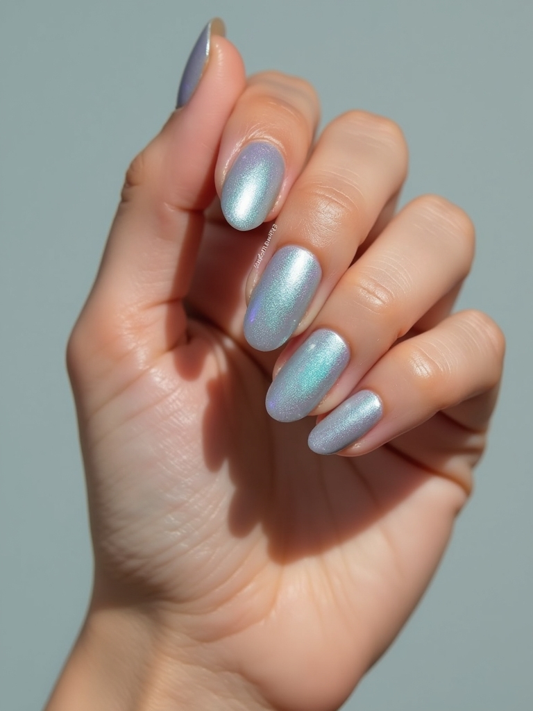sea glass iridescent holographic almond