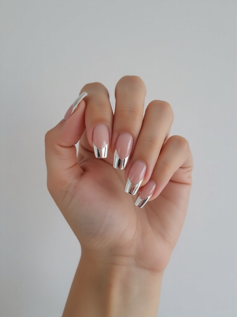 seamless chrome coffin nails