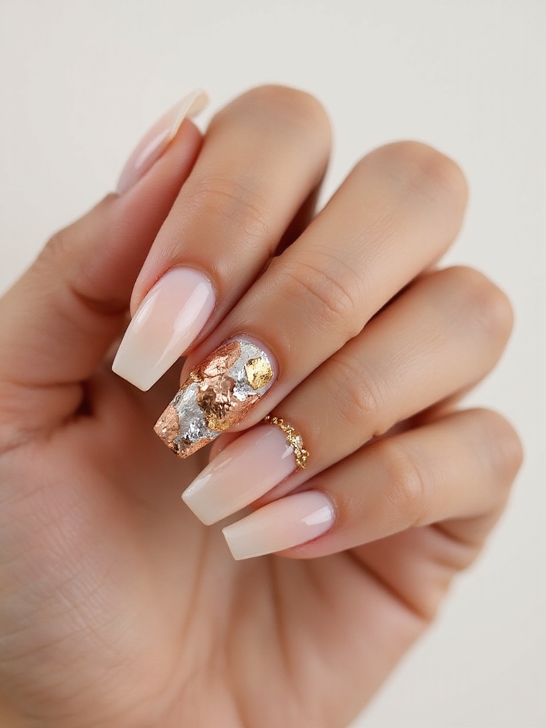 shattered metallic foil nails