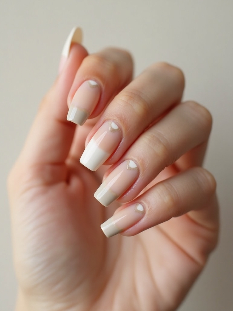 sheer beige negative space nails