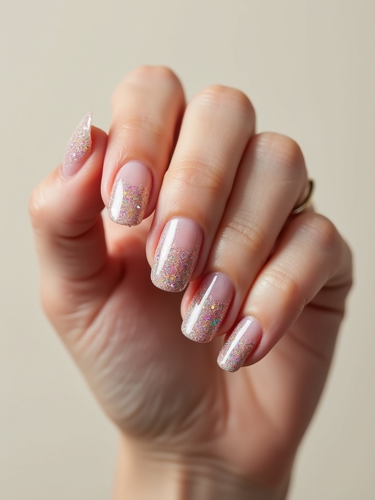 sheer cuticle glittered tips