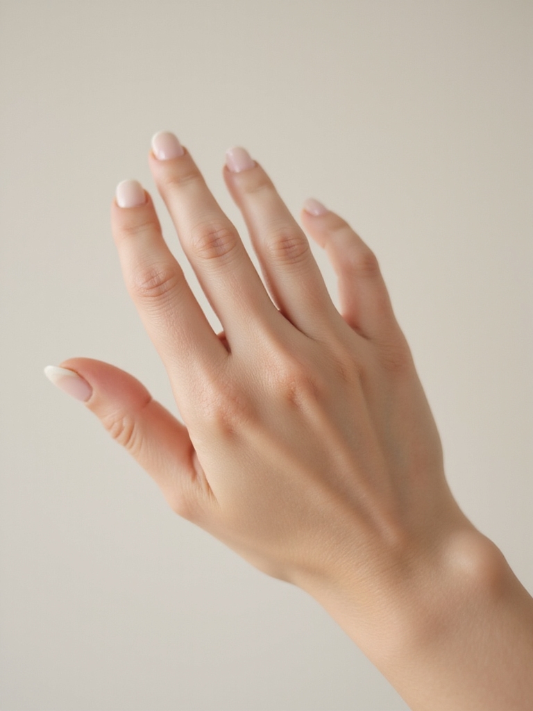 sheer glossy nude manicure